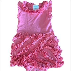 LEMON LOVES LAYETTE - BABY GIRL PINK RUFFLED ONSIE SIZE 3-6 MONTHS